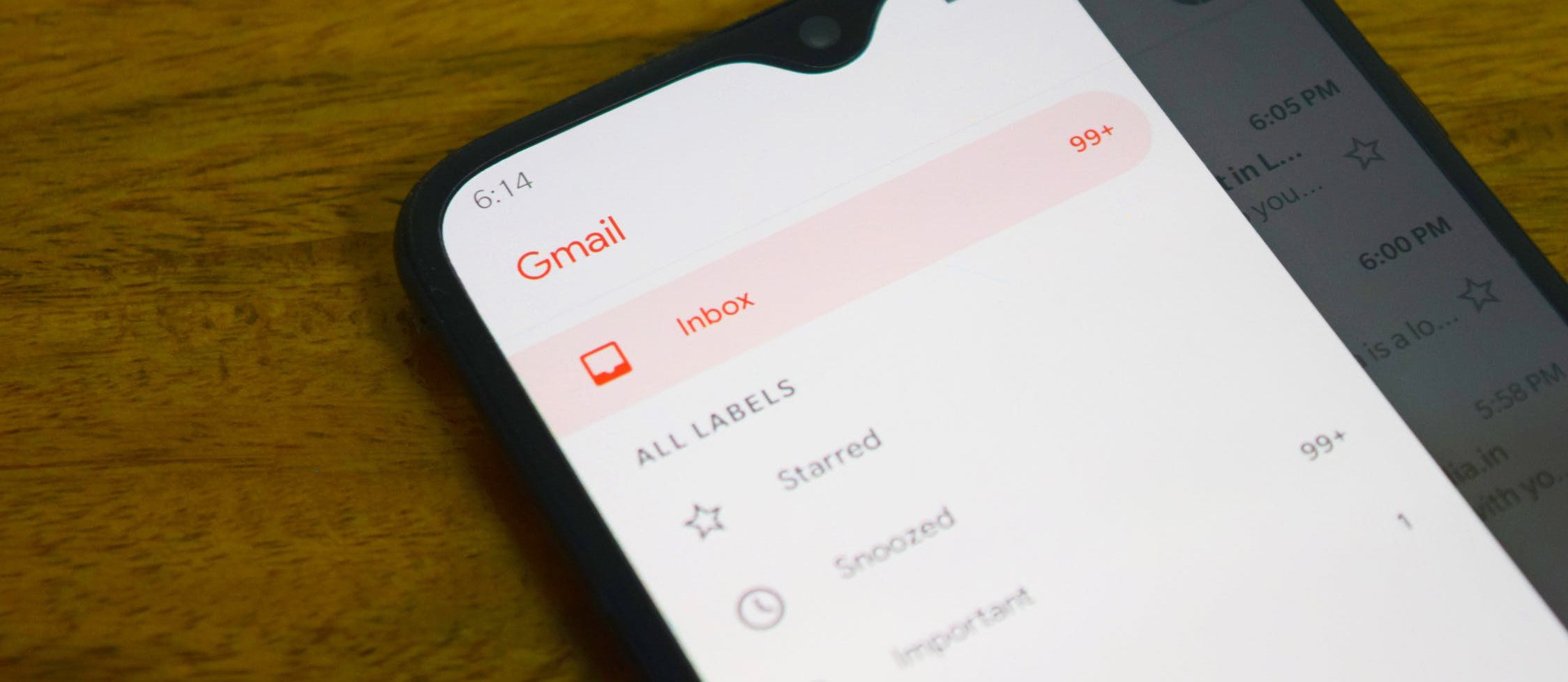 image of phone with gmail app
