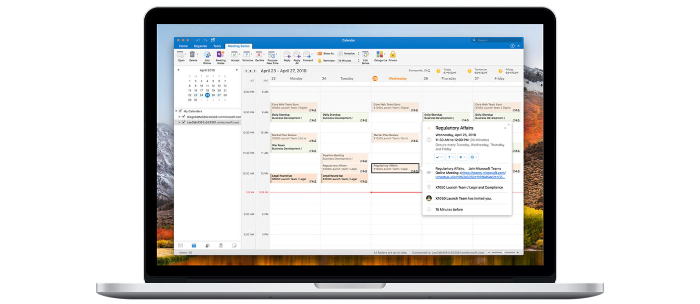 image of a Mac computer with Outlook calendar open