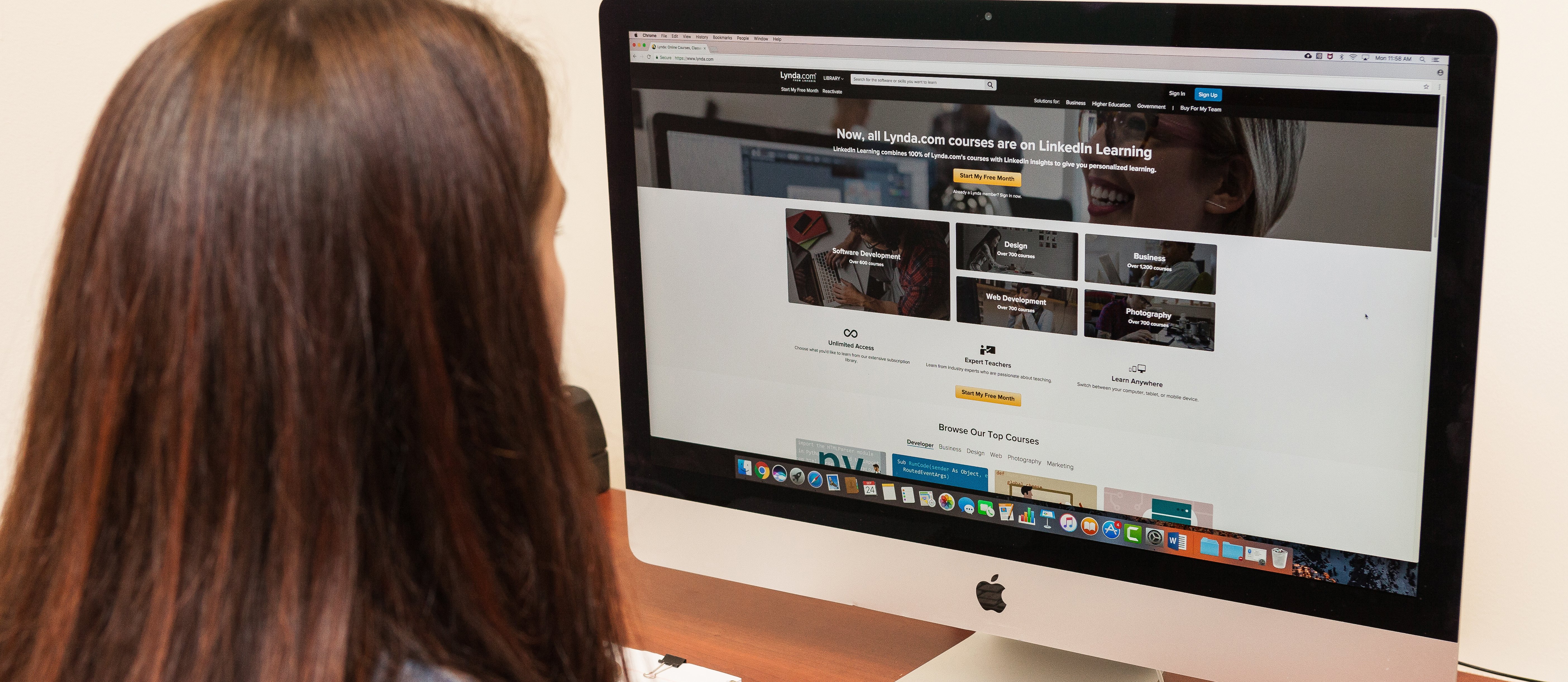 image of a person using a Lynda.com on a computer