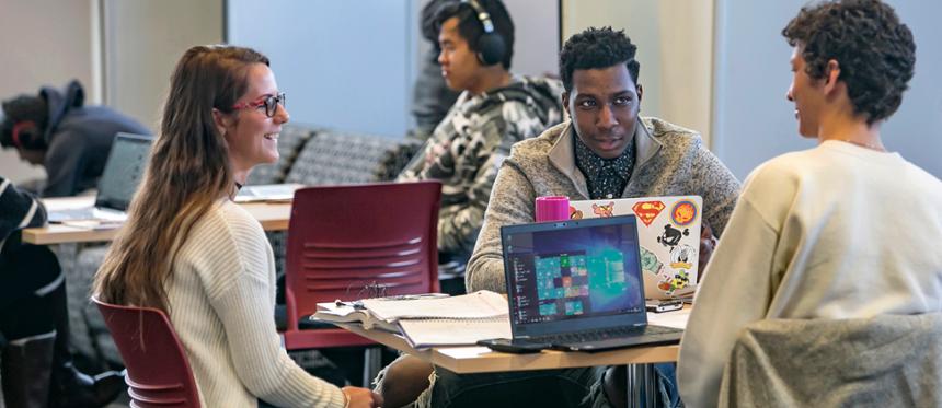 students on laptops