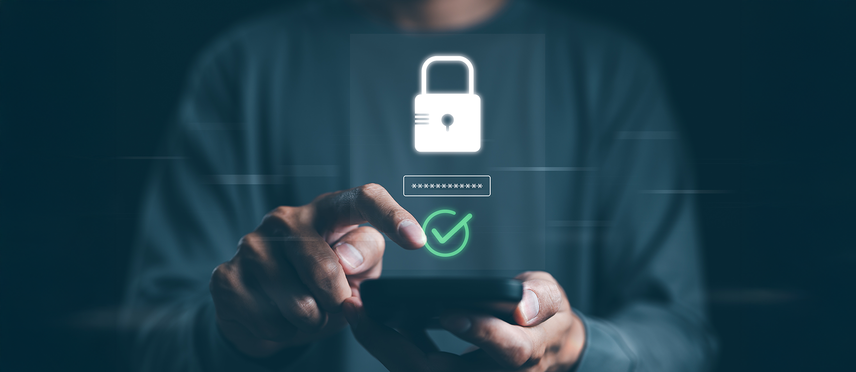 image of person entering password into phone